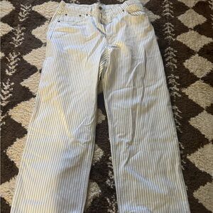 Abercrombie & Fitch High Rise Striped Jeans - White and Blue